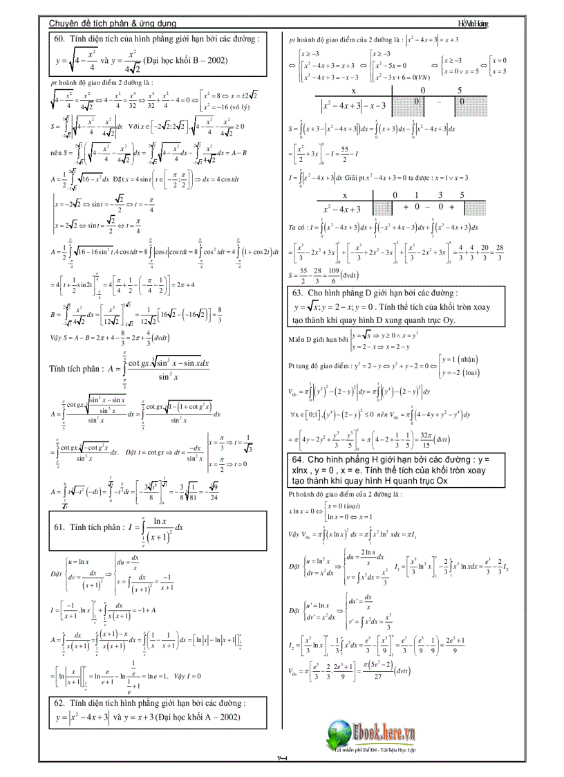 image for page Chuyên Đề Luyện Thi Đại Học Phần Tích Phân Thầy Hồ Văn Hoàng