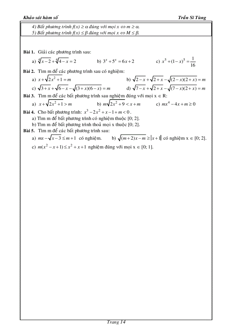 image for page Bài Tập Giải Tích 12 Khảo Sát Hàm Số Thầy Trần Sĩ Tùng
