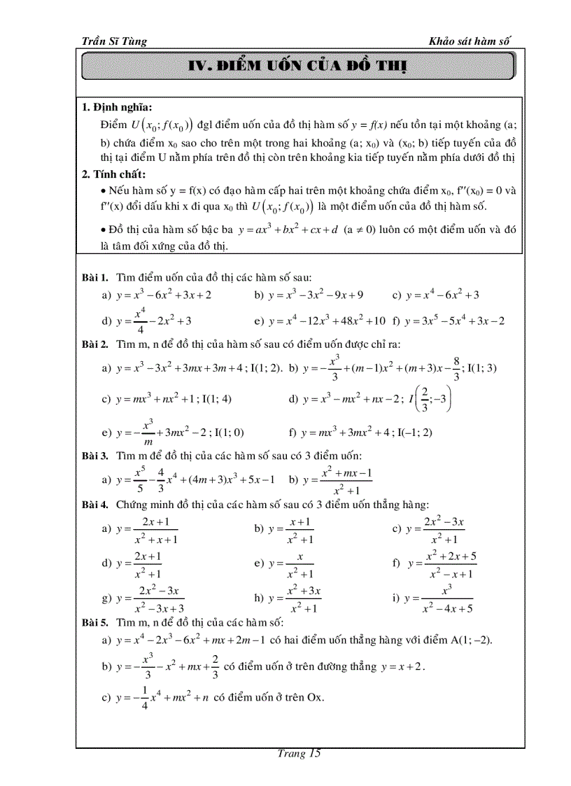 image for page Bài Tập Giải Tích 12 Khảo Sát Hàm Số Thầy Trần Sĩ Tùng