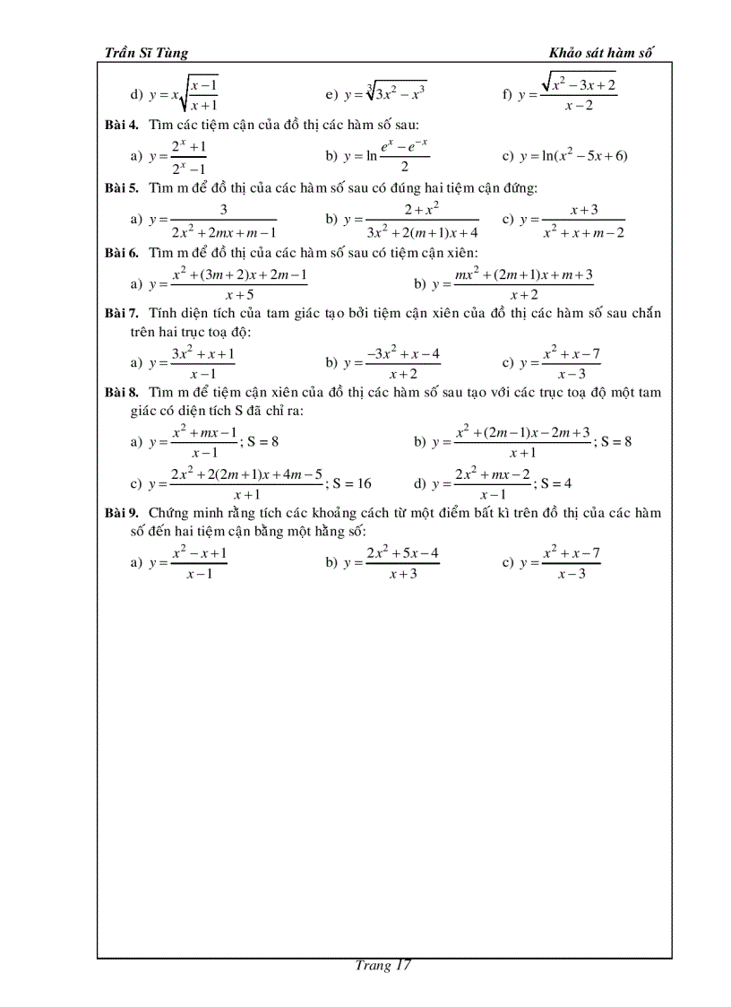 image for page Bài Tập Giải Tích 12 Khảo Sát Hàm Số Thầy Trần Sĩ Tùng