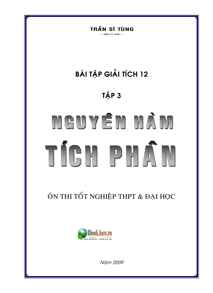 image for page Bài Tập Giải Tích 12 Nguyên Hàm Tích Phân Thầy Trần Sĩ Tùng
