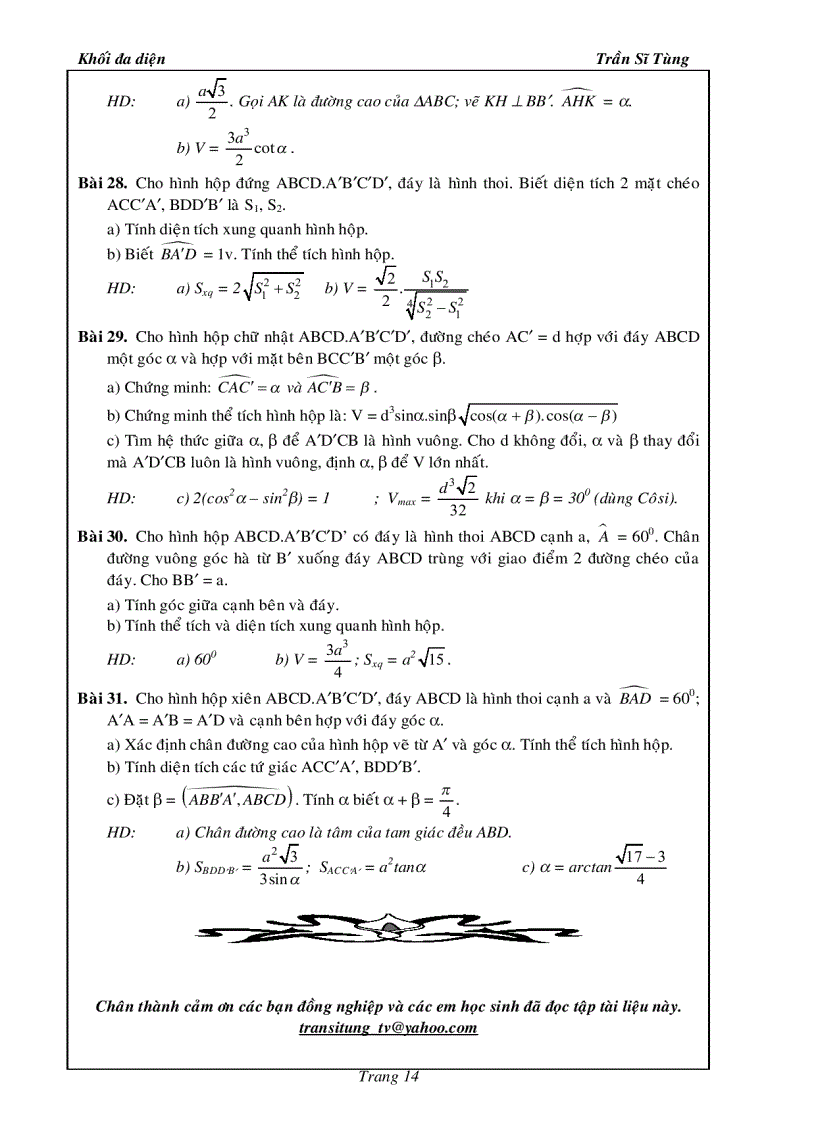image for page Bài Tập Hình Học 12 Khối Đa Diện Thầy Trần Sĩ Tùng