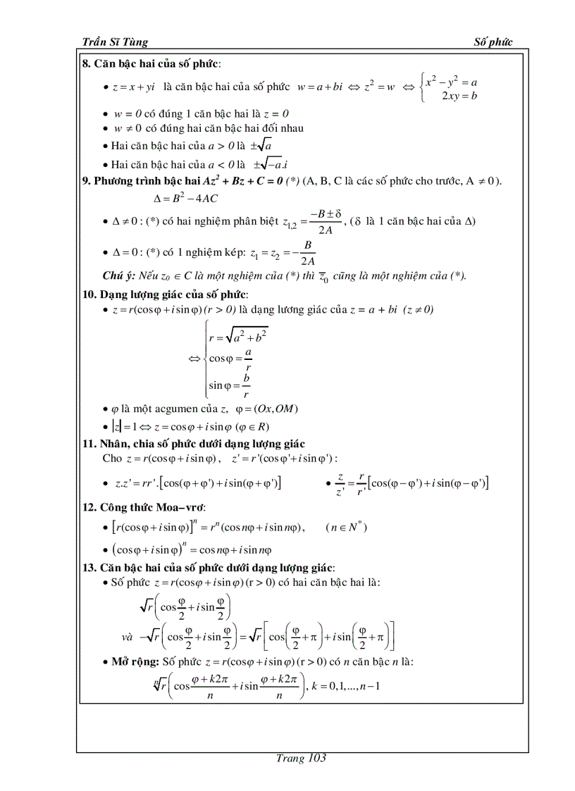image for page Bài Tập Giải Tích 12 Số Phức Thầy Trần Sĩ Tùng