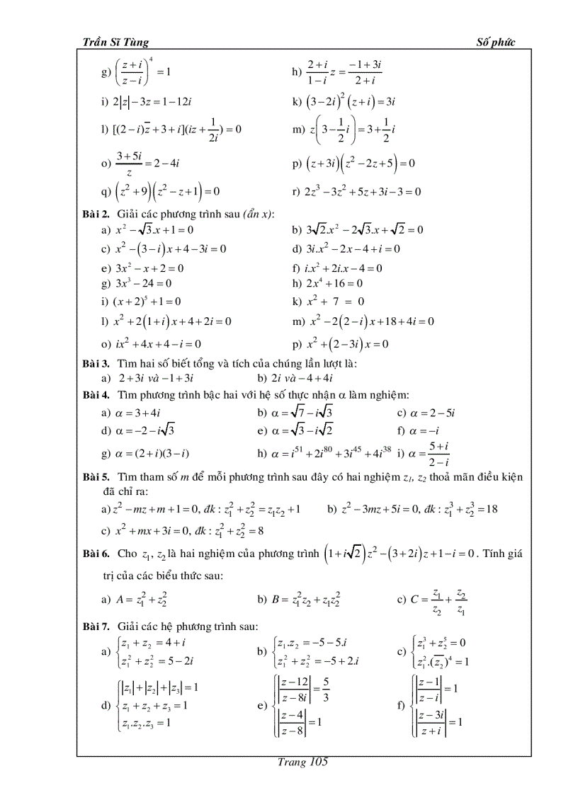image for page Bài Tập Giải Tích 12 Số Phức Thầy Trần Sĩ Tùng