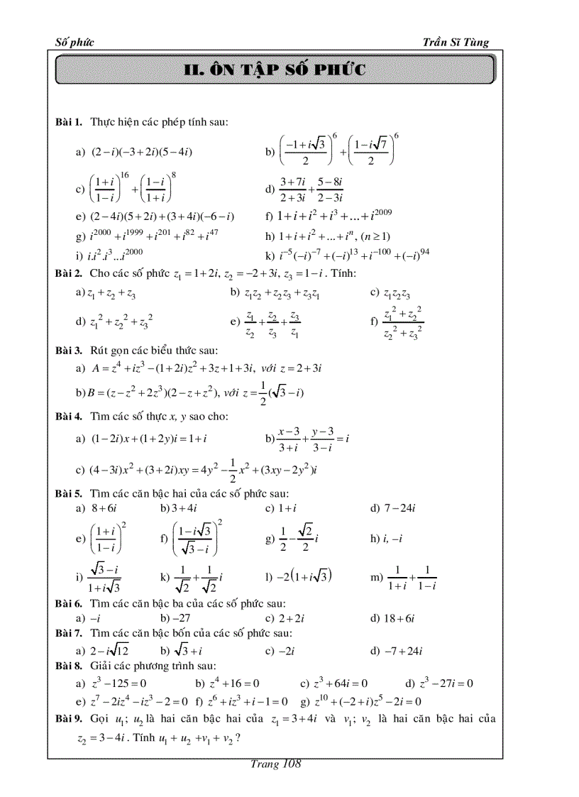 image for page Bài Tập Giải Tích 12 Số Phức Thầy Trần Sĩ Tùng