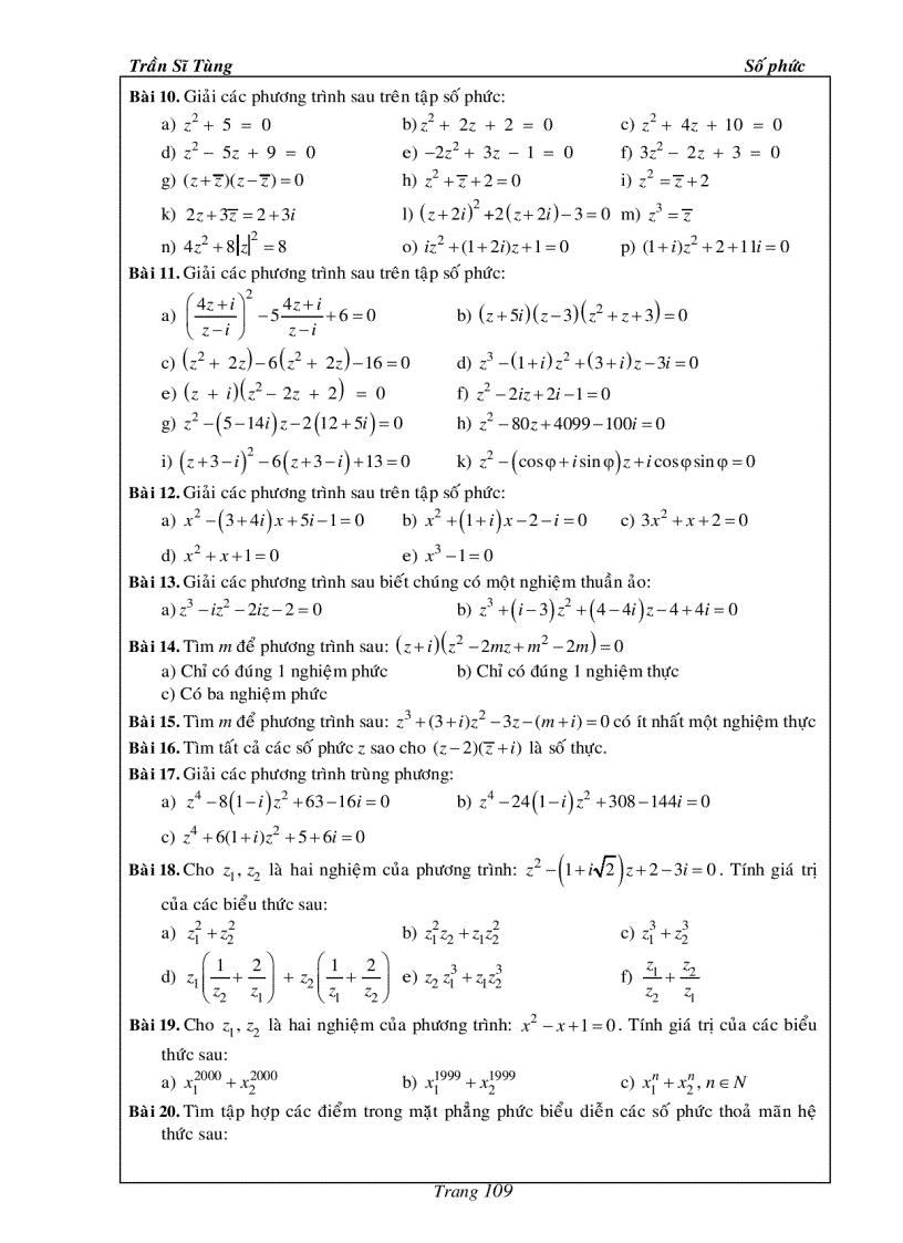 image for page Bài Tập Giải Tích 12 Số Phức Thầy Trần Sĩ Tùng