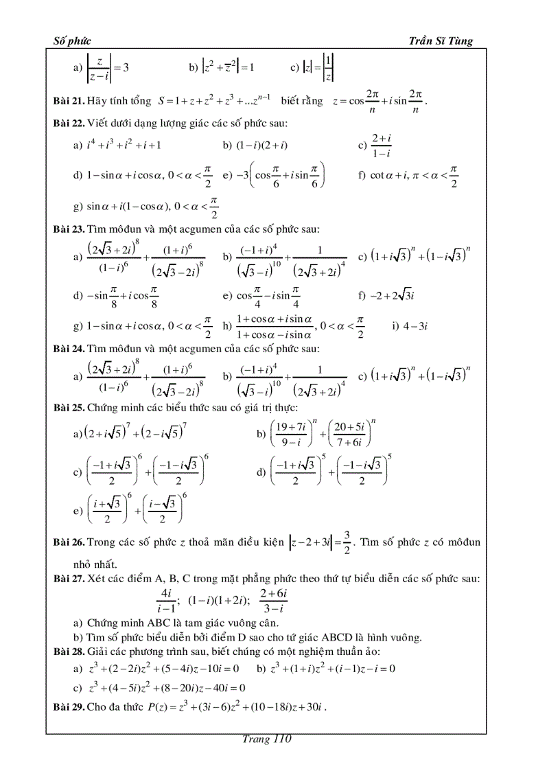 image for page Bài Tập Giải Tích 12 Số Phức Thầy Trần Sĩ Tùng