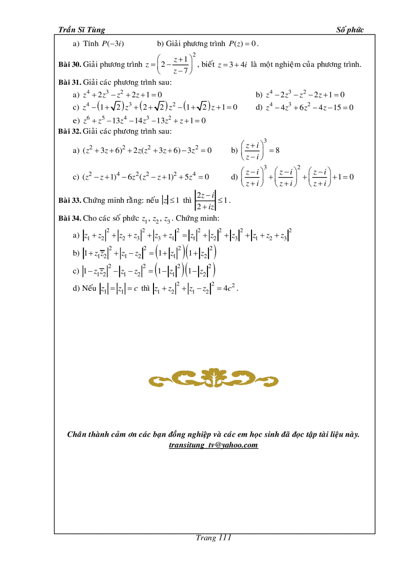 image for page Bài Tập Giải Tích 12 Số Phức Thầy Trần Sĩ Tùng