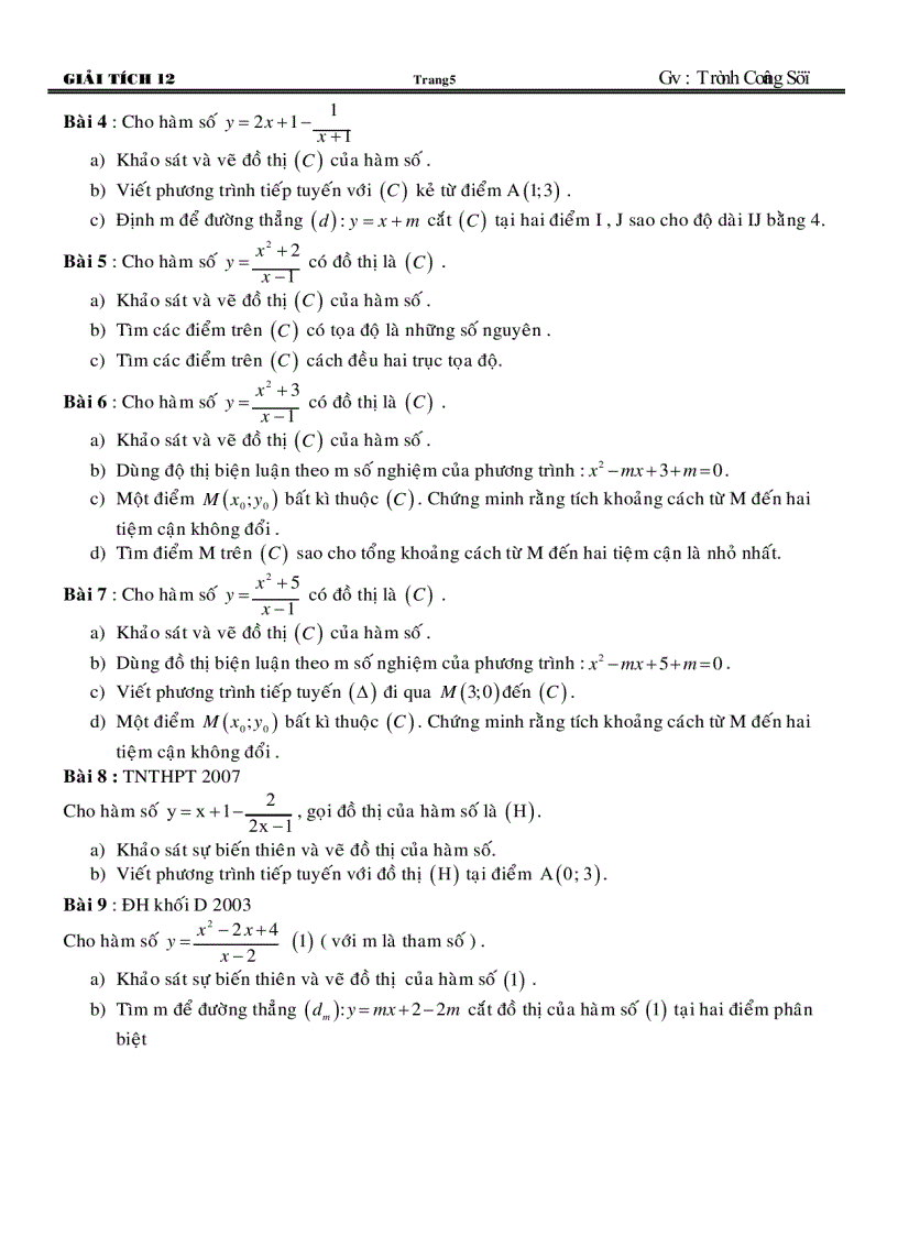 image for page Các Bài Toán Khảo Sát Hàm Số Trịnh Công Sự