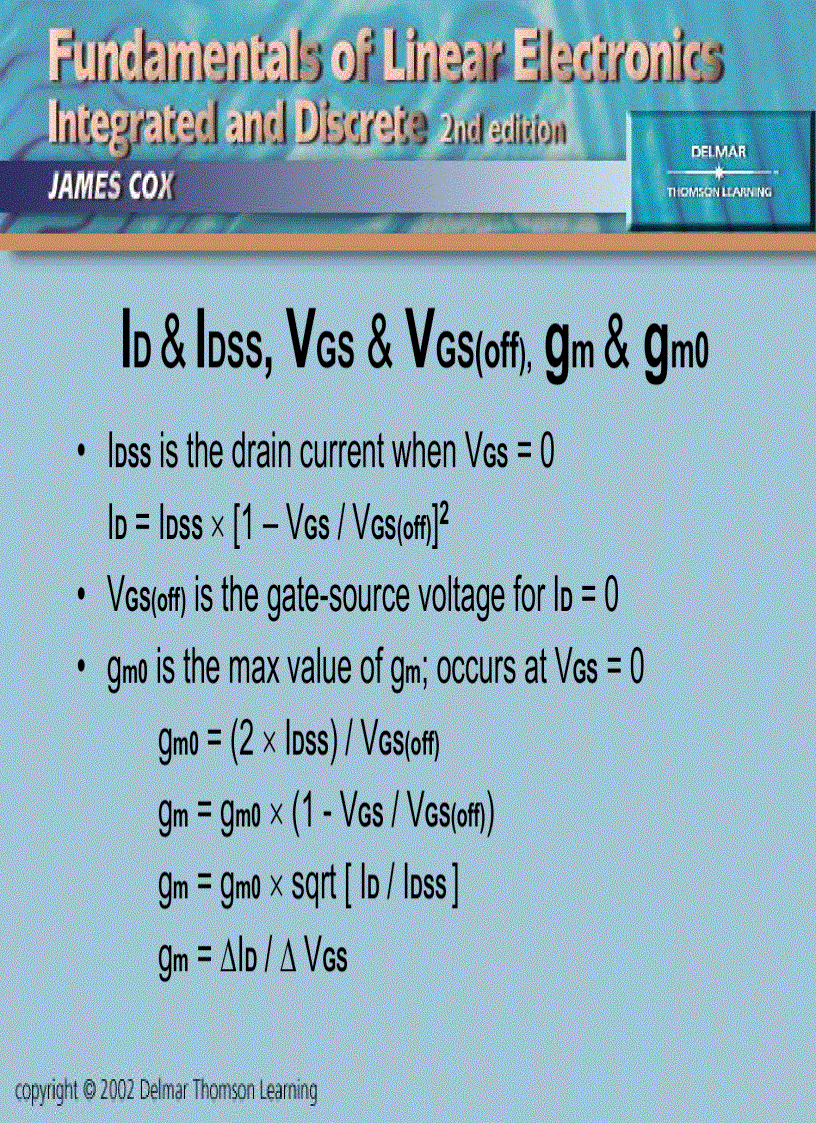 image for page Junction Field Effect Transistors