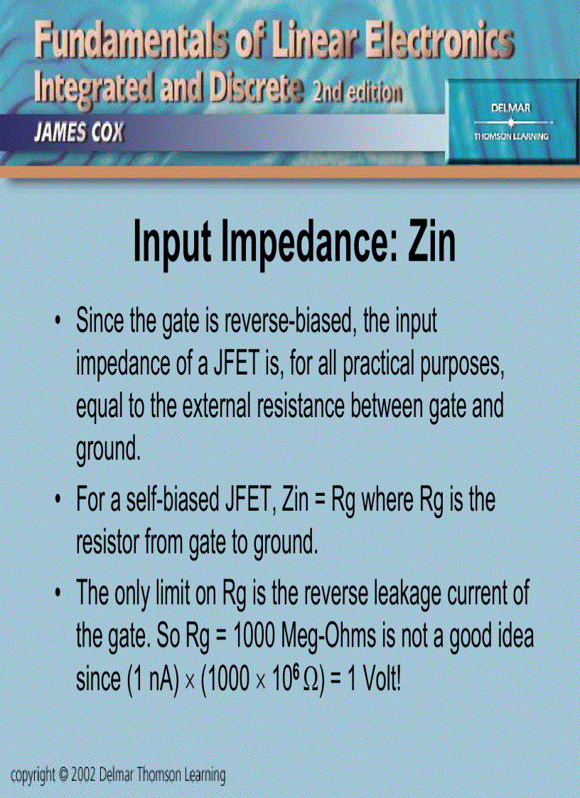 image for page Junction Field Effect Transistors