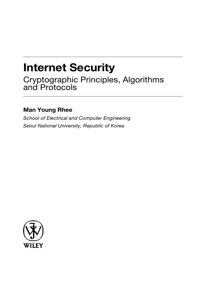 Internet Security Cryptographic Principles Algorithms and Protocols