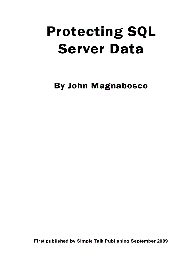 Protecting SQL Server Data 1