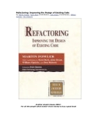 Refactoring Improving the Design of Existing Code