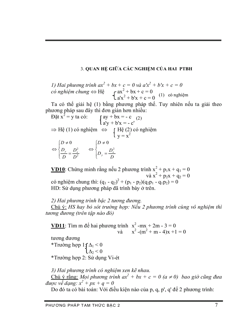 image for page Ứng dụng Tam thức bậc 2 Hệ Phương Trình