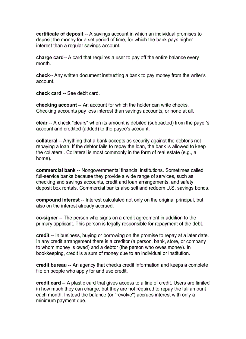 image for page Banking Terms