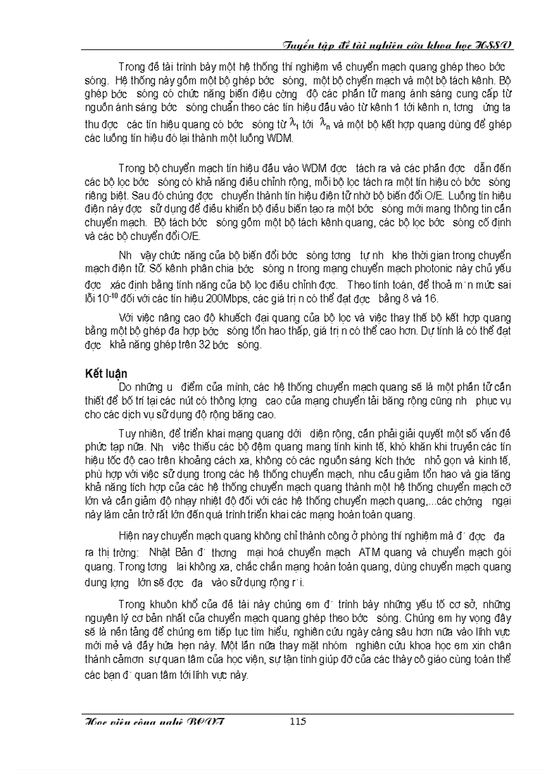 image for page Tổng quan về công nghệ chuyển mạch quang theo bước sóng