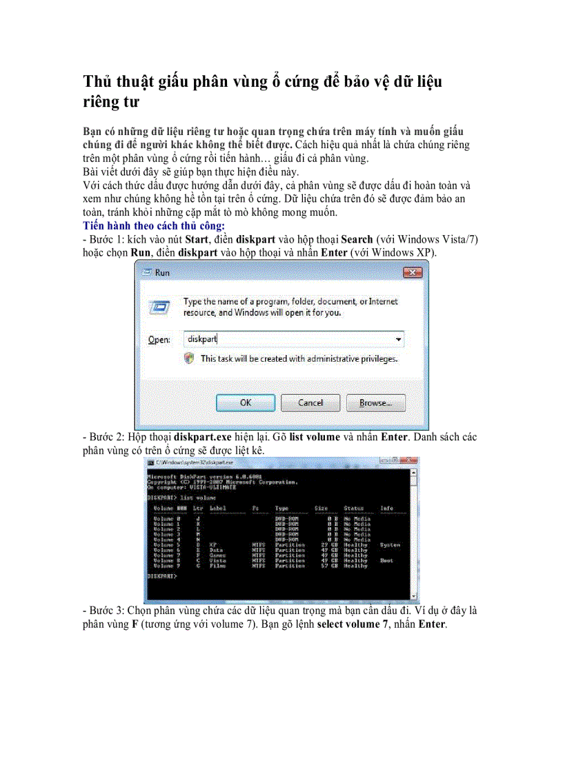 image for page Thủ thuật giấu phân vùng ổ cứng để bảo vệ dữ liệu riêng tư