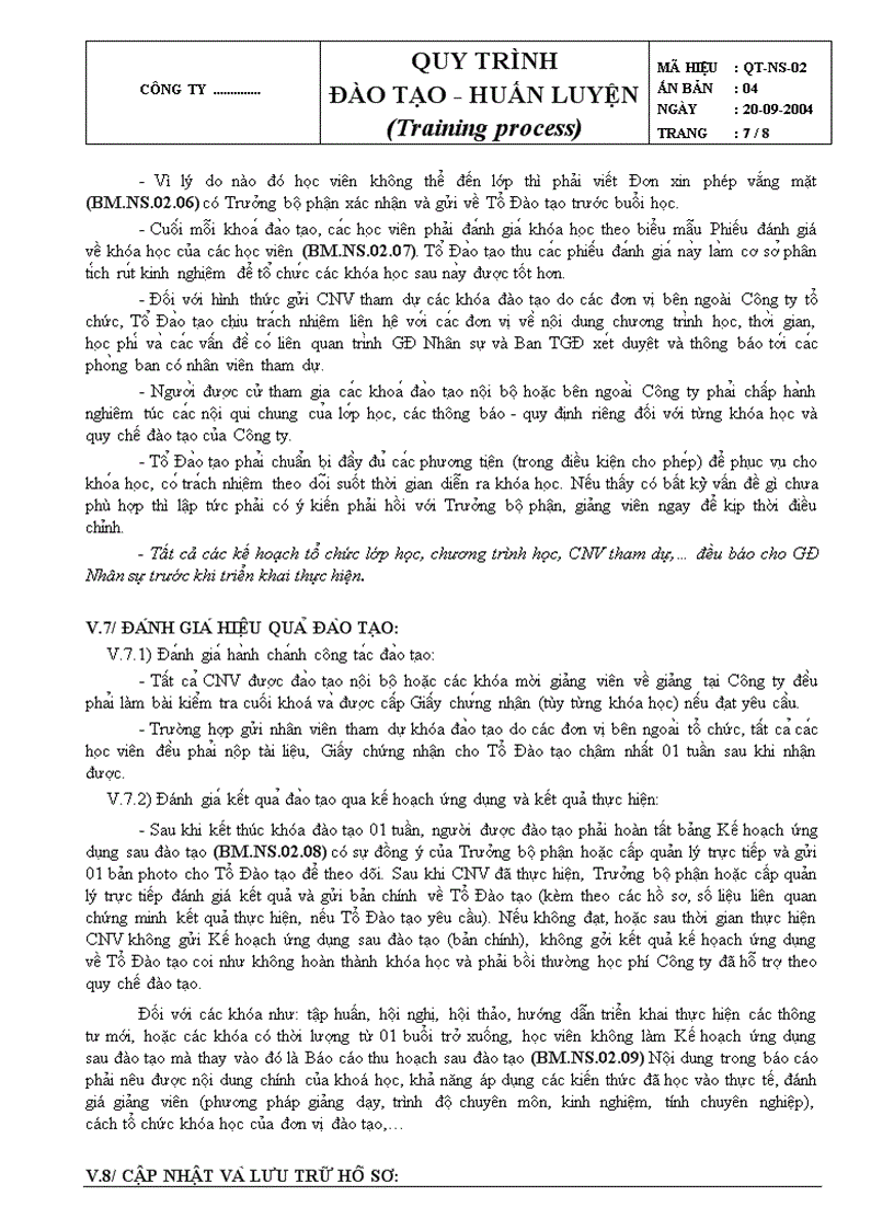 image for page Qui trình đào tạo huấn luyện