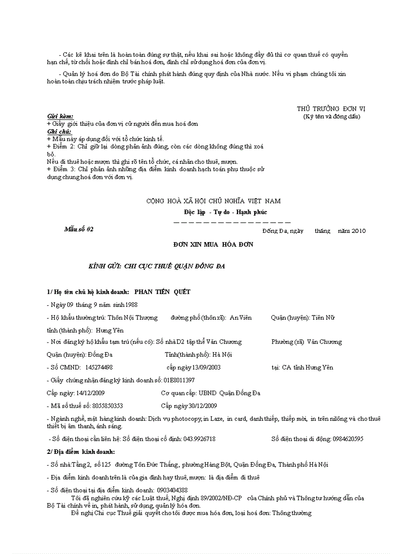 image for page Thu tục mua hoá đơn