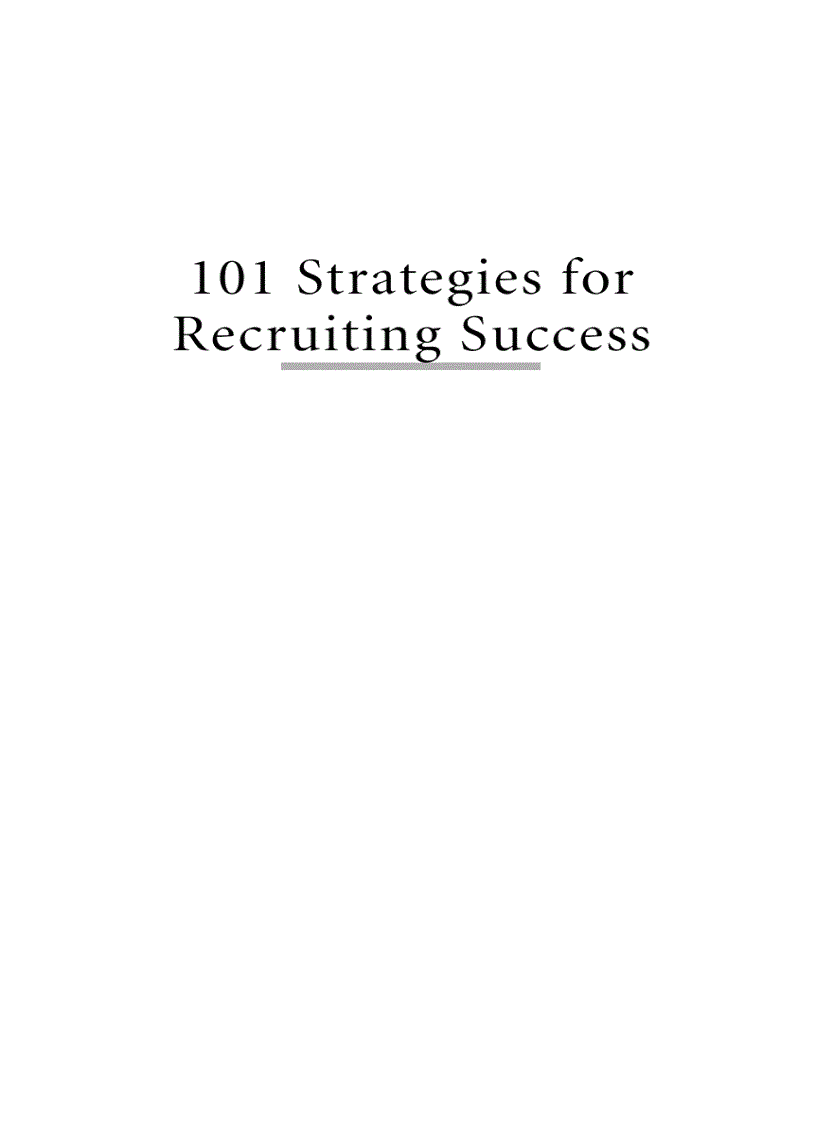 101 Strategies for Recruiting Success