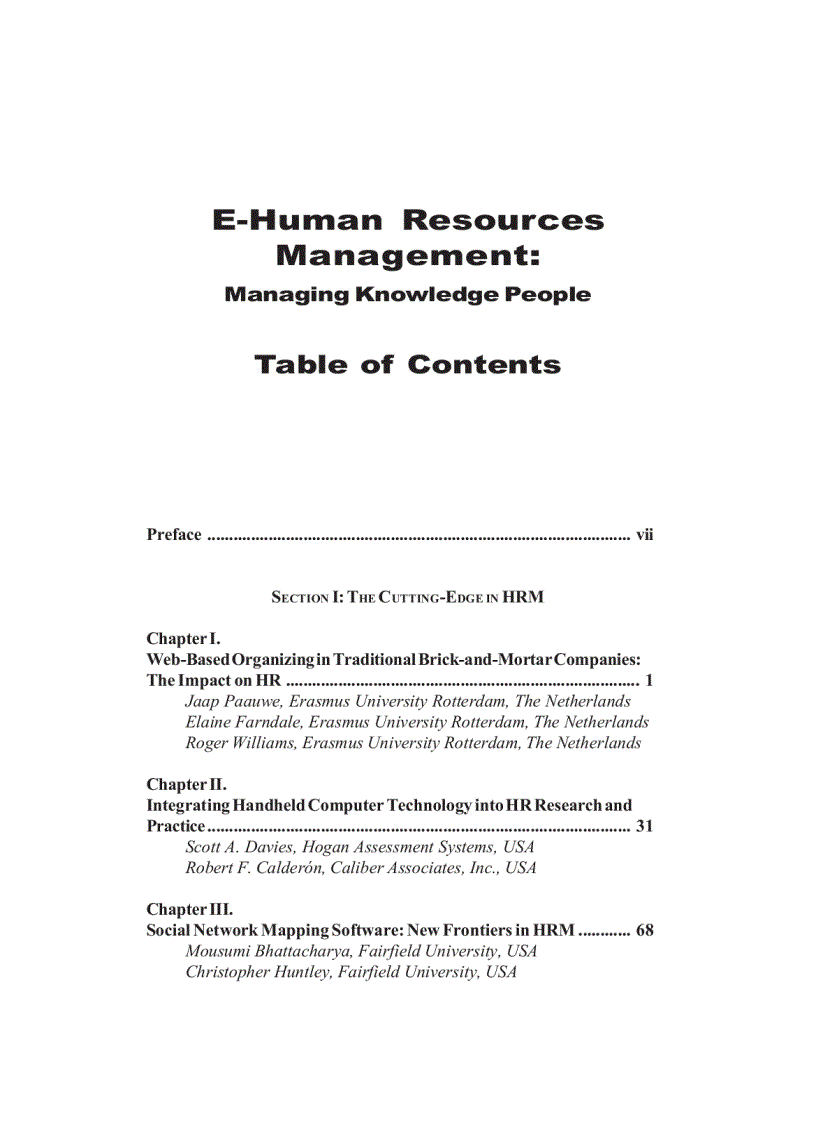 image for page E Human Resources Management Managing Knowledge People