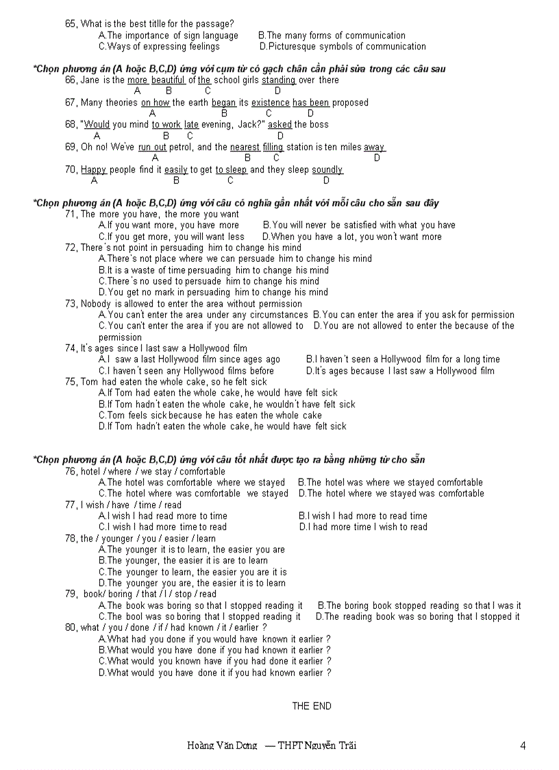 image for page Đề thi thử Đại học môn Anh văn THPT Nguyễn Trãi Nam Định 2008