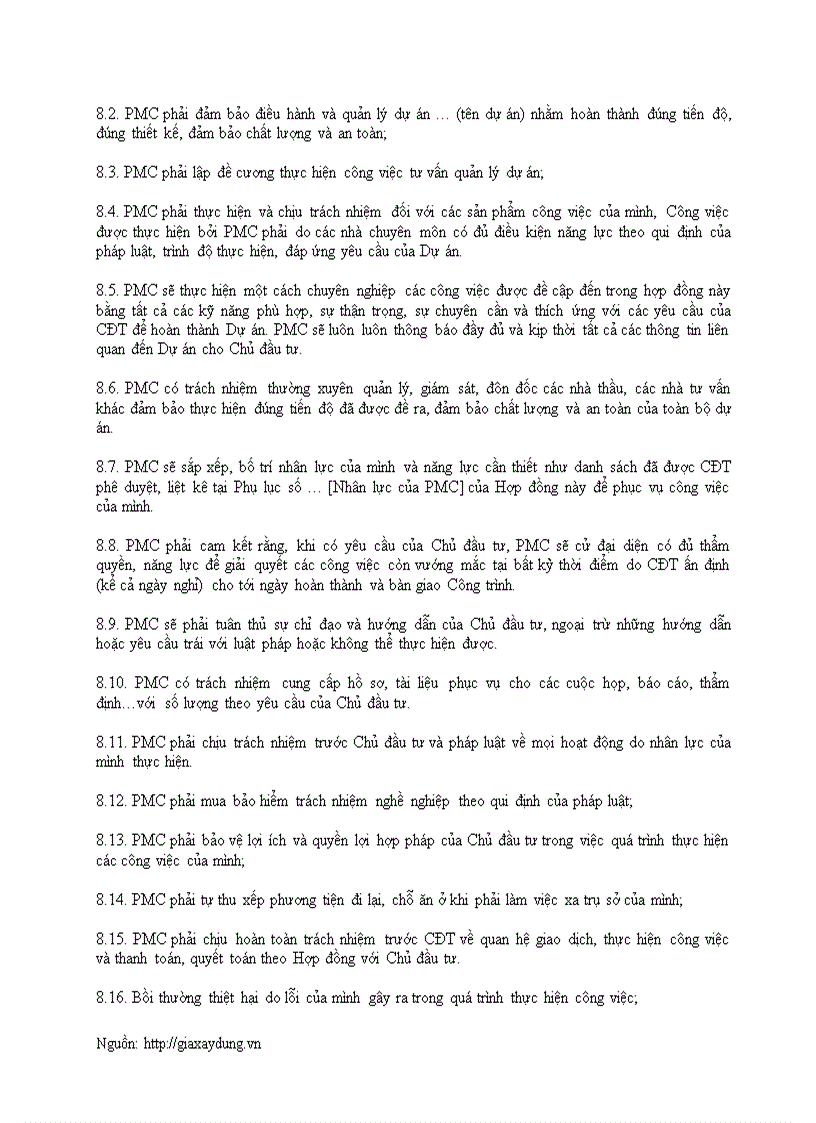 image for page Công bố mẫu hợp đồng tư vấn quản lý dự án của bộ xây dựng PMC