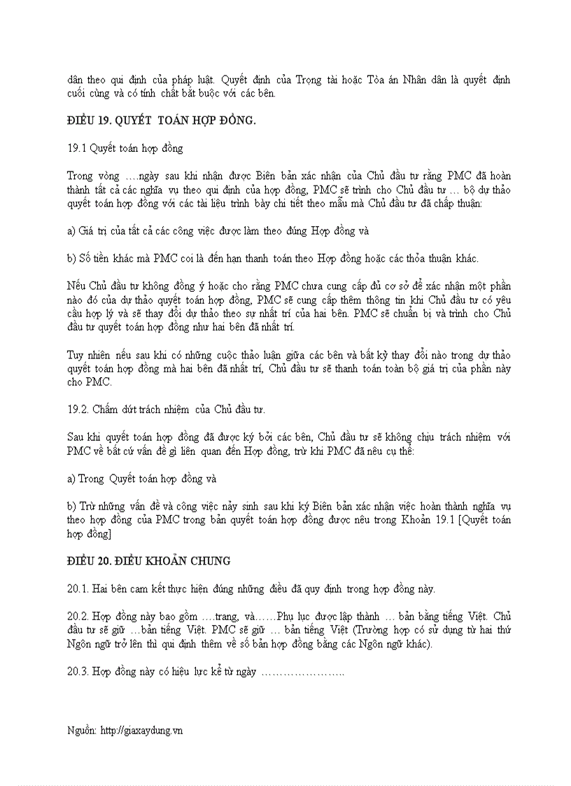 image for page Công bố mẫu hợp đồng tư vấn quản lý dự án của bộ xây dựng PMC