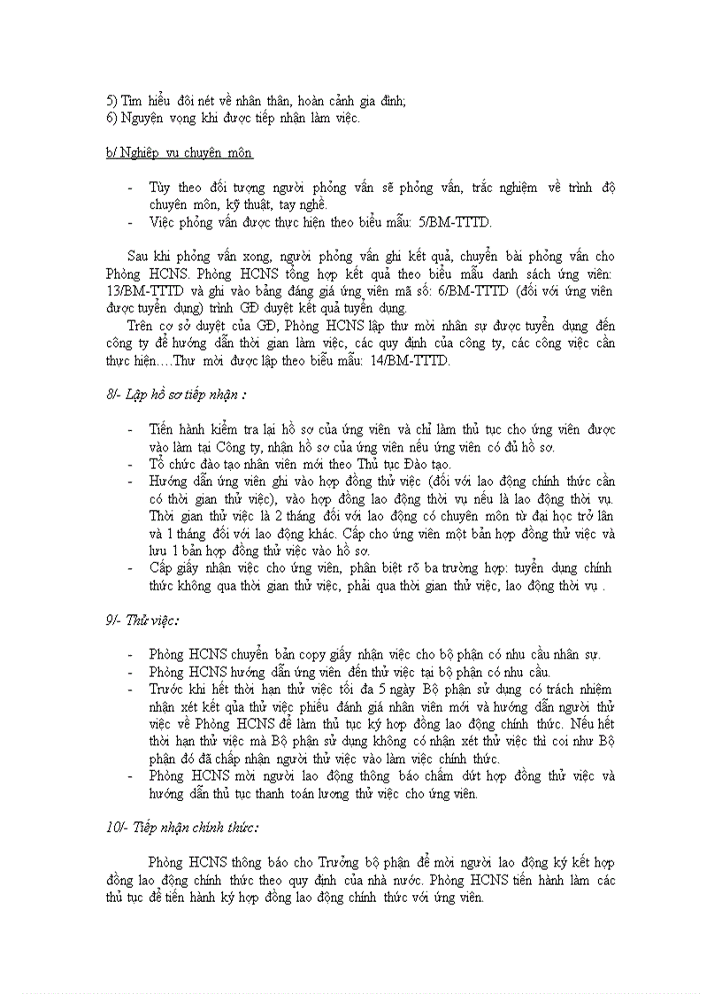 image for page Thủ tục tuyển dụng chuẩn