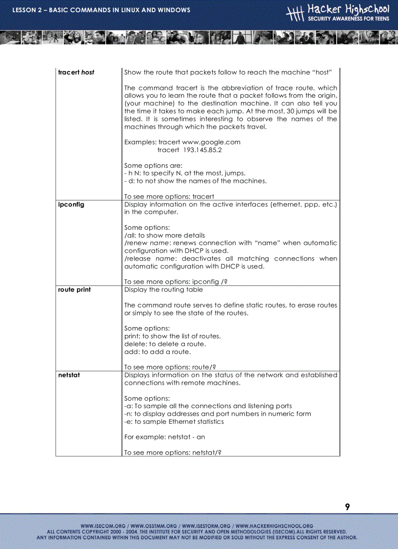 image for page Basic commands in linux and windows
