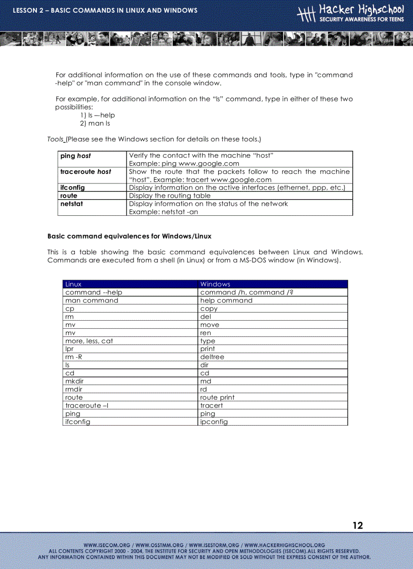 image for page Basic commands in linux and windows
