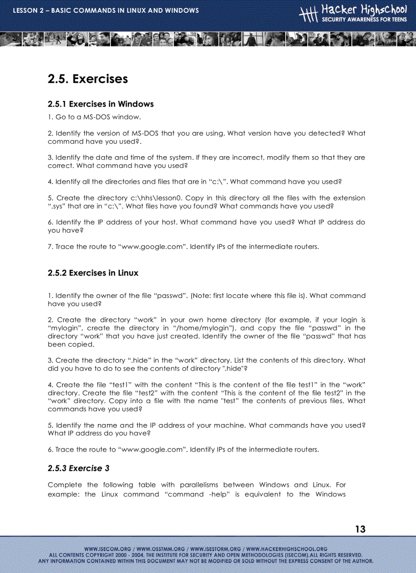 image for page Basic commands in linux and windows