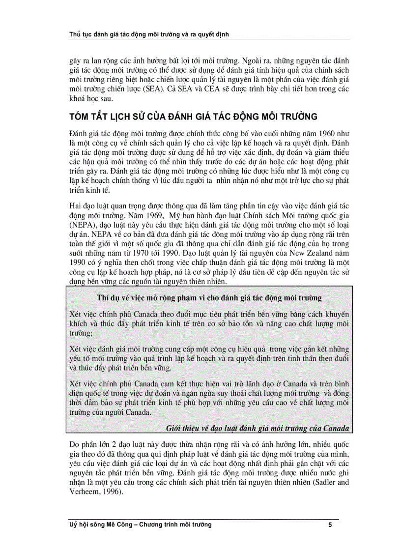 image for page Thủ tục đánh giá tác động môi trường và ra quyết định Khoá học D