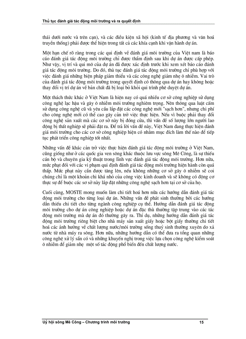 image for page Thủ tục đánh giá tác động môi trường và ra quyết định Khoá học D