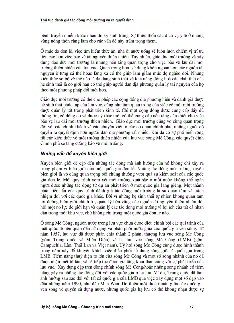 image for page Thủ tục đánh giá tác động môi trường và ra quyết định Khoá học D