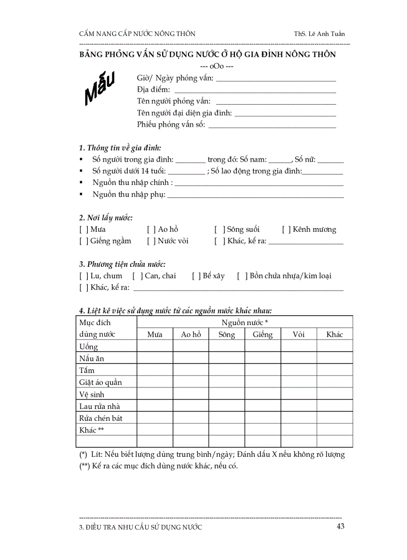 image for page Điều tra nhu cầu sư dụng nước