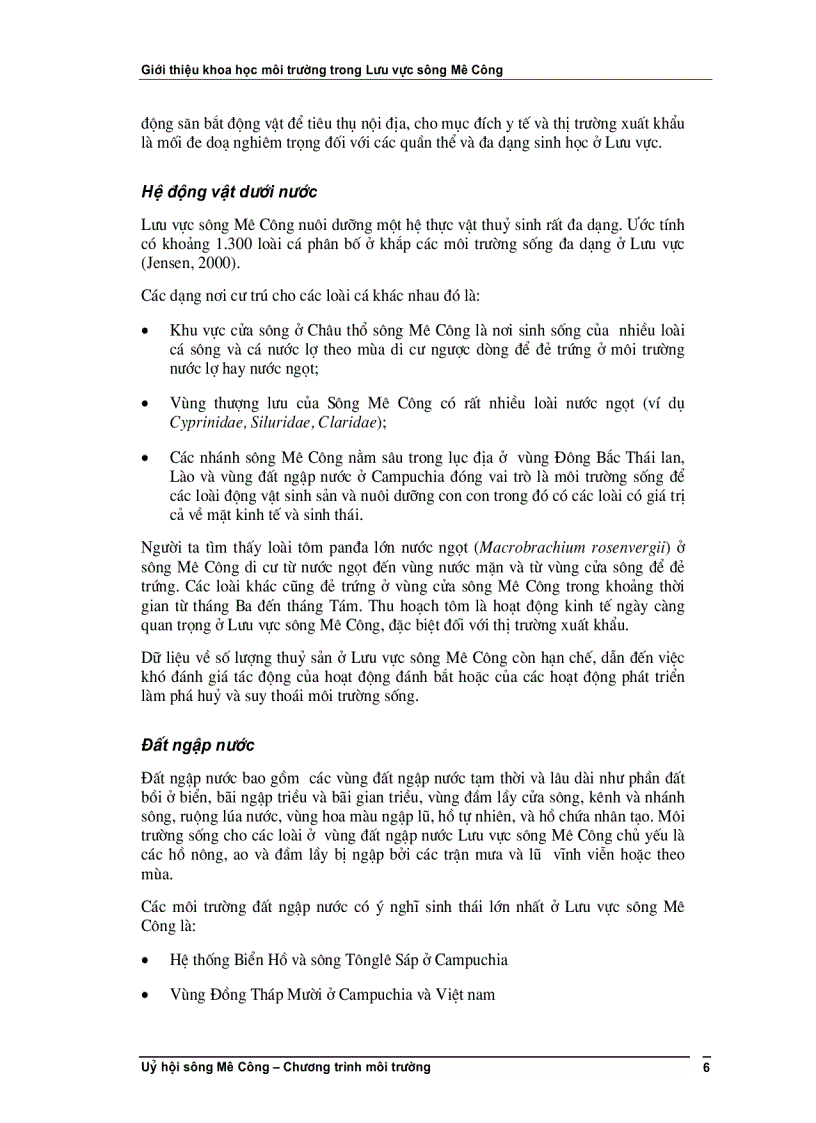 image for page Giới thiệu khoa học môi trường trong lưu vực sông Mê Kông Khoá học B