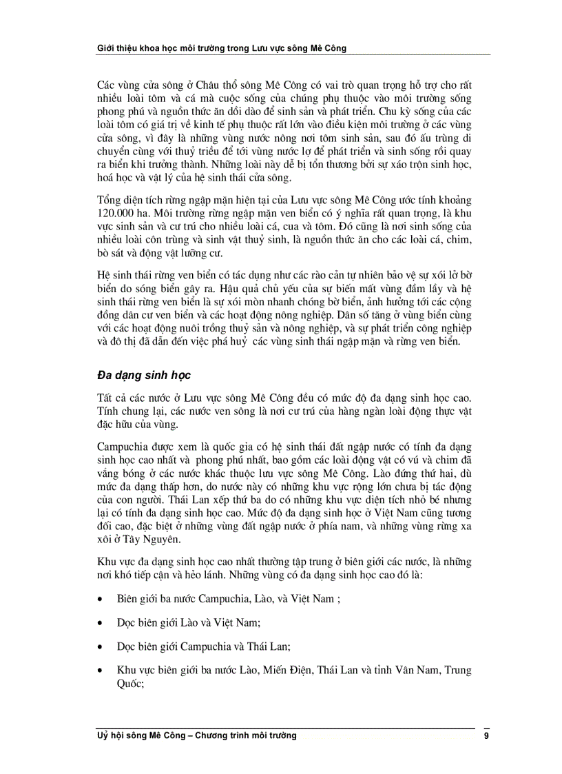 image for page Giới thiệu khoa học môi trường trong lưu vực sông Mê Kông Khoá học B
