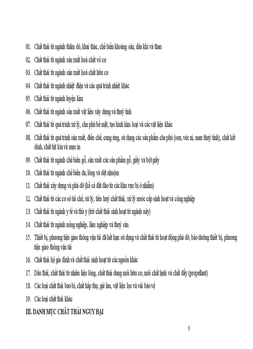 image for page Danh mục chất thải nguy hại