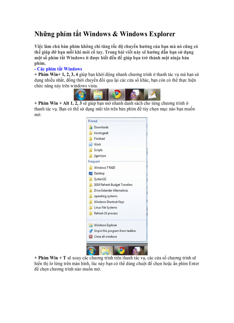 image for page Những phím tắt Windows Windows Explorer