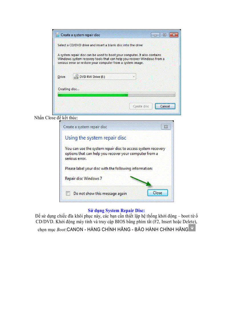 image for page Hướng dẫn tạo và sử dụng System Repair Disc trong Windows 7