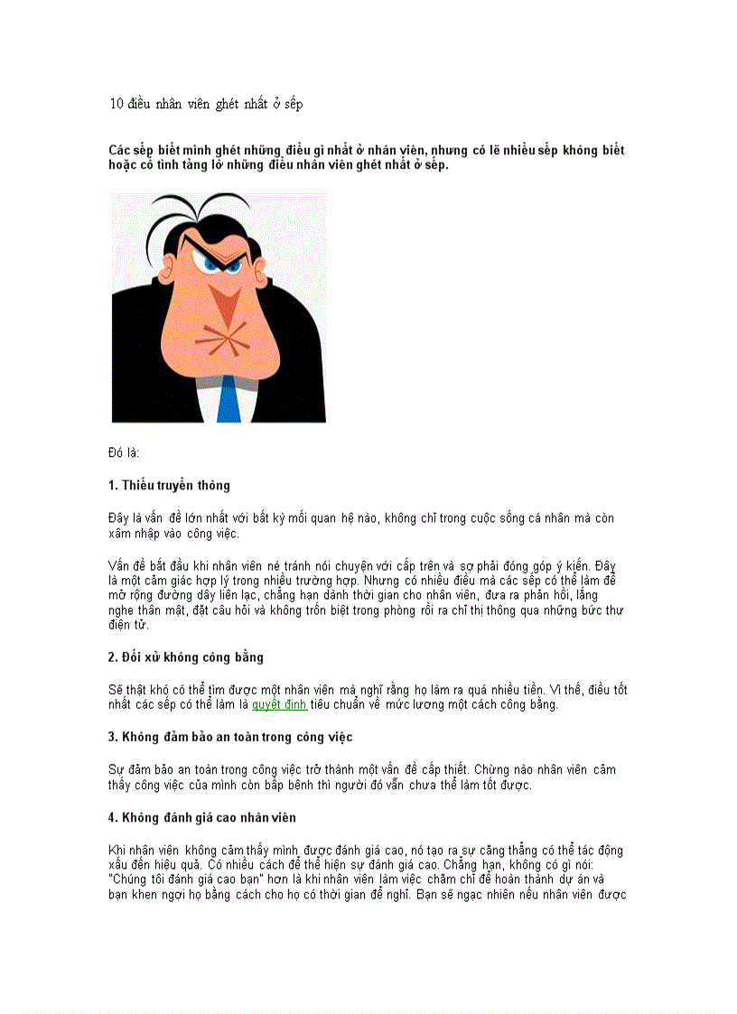 image for page 10 điều nhân viên ghét nhất ở sếp