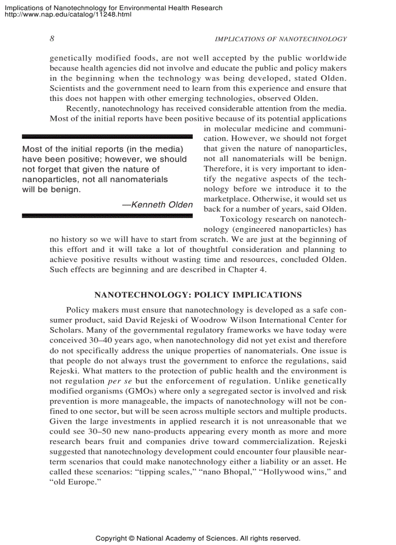 image for page Implications of Nanotechnology for Environmental Health Research