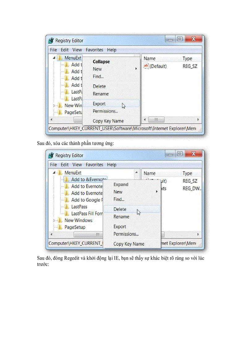 image for page Hướng dẫn loại bỏ các thành phần trong Context menu của Internet Explorer