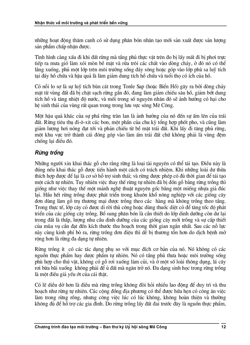 image for page Nhận thức môi trường và phát triển bền vững