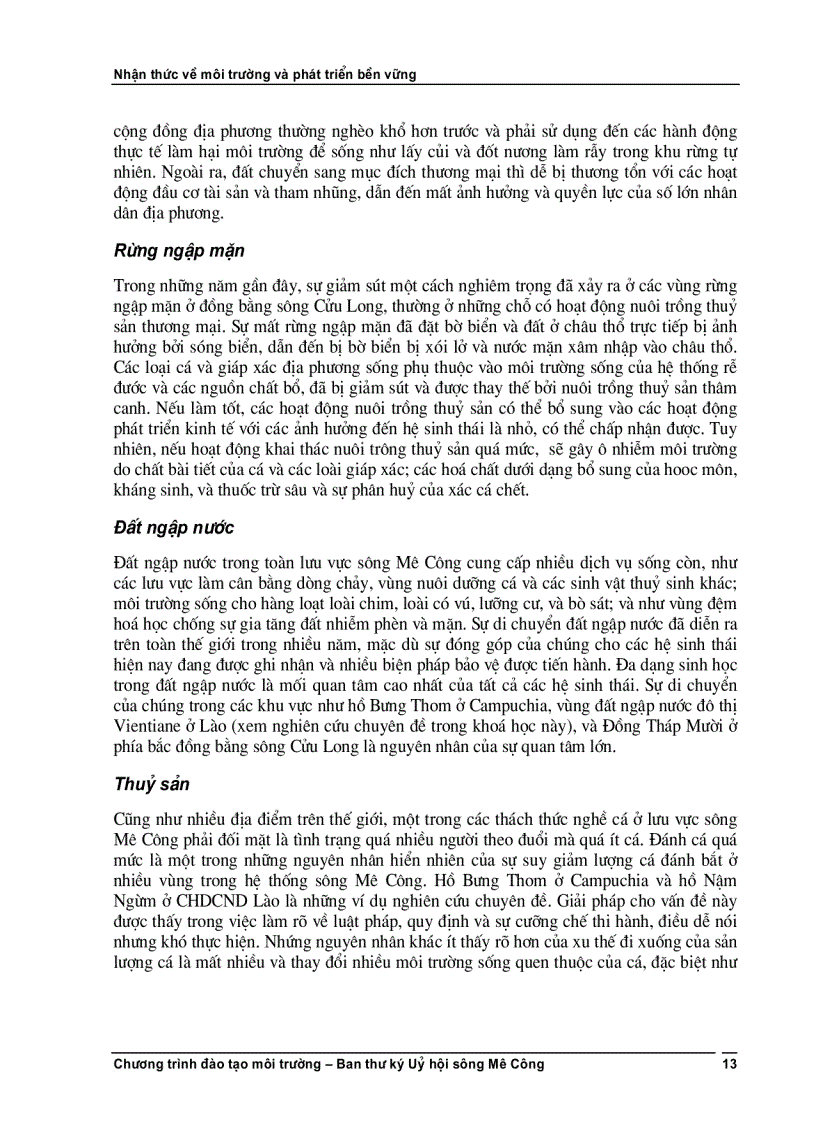 image for page Nhận thức môi trường và phát triển bền vững