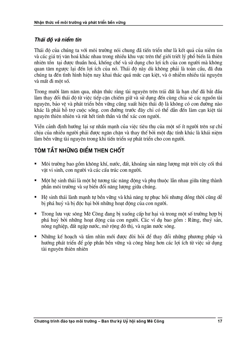 image for page Nhận thức môi trường và phát triển bền vững