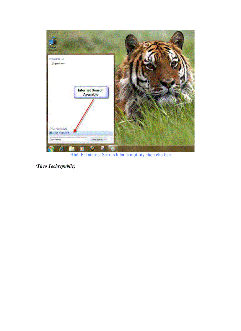 image for page Bổ sung Internet Search vào menu Start của Windows 7