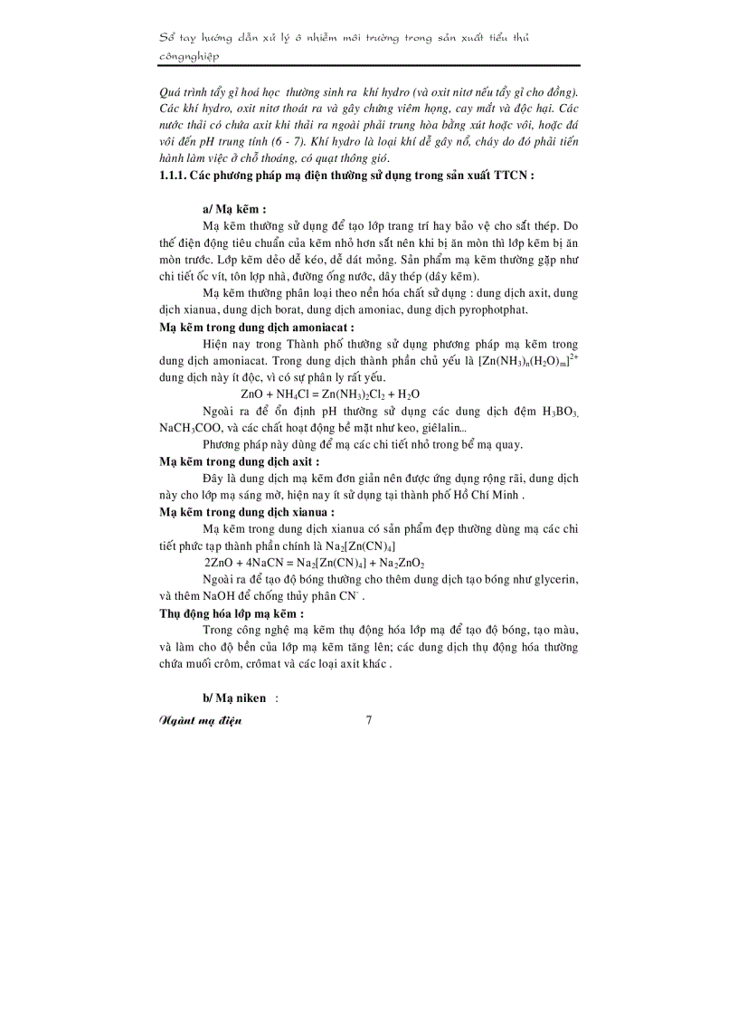 image for page Sổ tay hướng dẫn Xử lý ô nhiễm ngành mạ điện